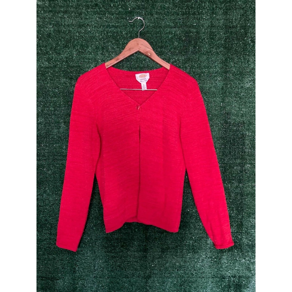Talbots Women's One Button Long Sleeve Cardigan Sweater Pink Size M